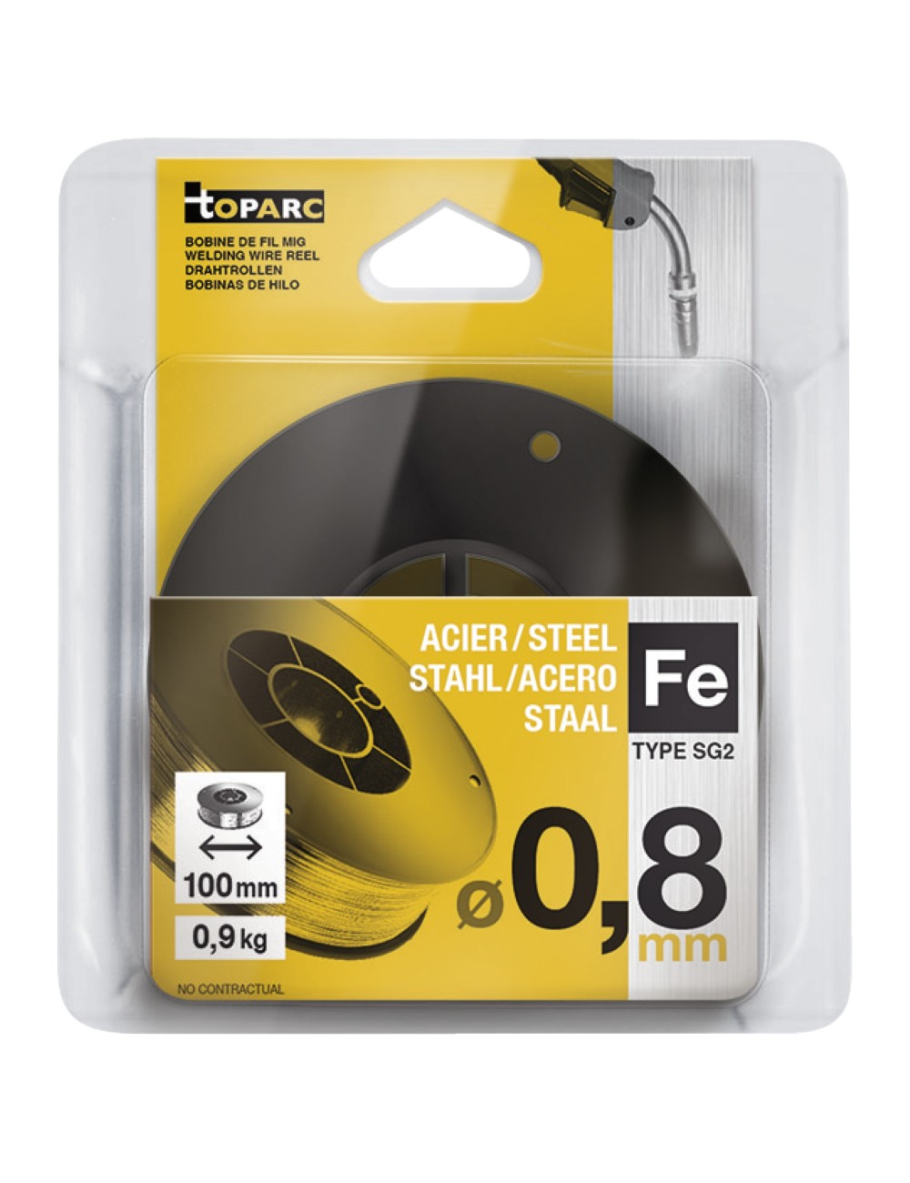 Mag Staaldraad Ø0.8 - Plastic Spoel S100 0.9Kg - Er70S -6 / G3Si1